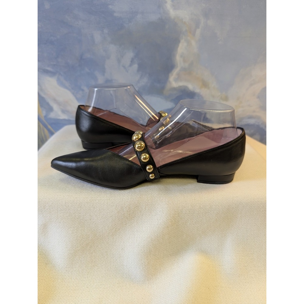 NEW! Pretty Ballerinas 8.5 Matava 50628 Black W/ Gold Embellished Point Toe...
